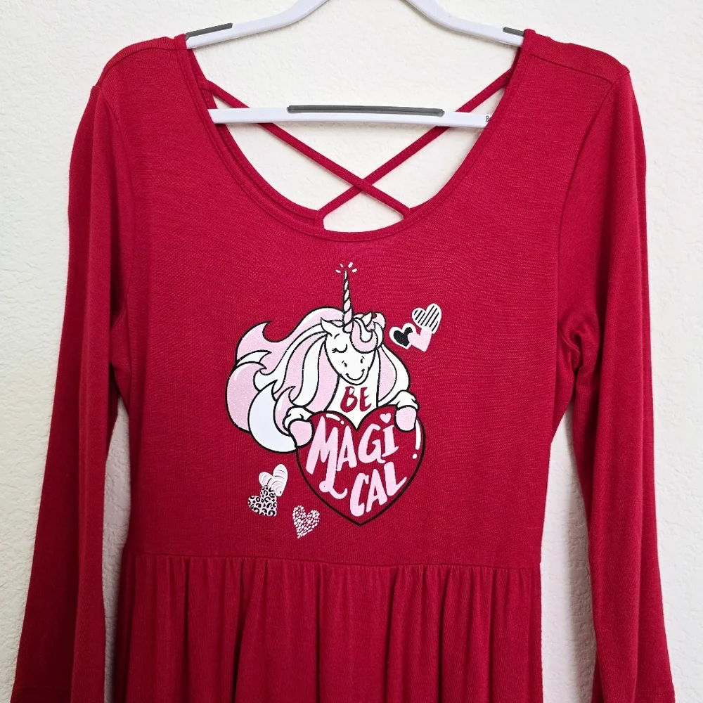 Justice Girl's BE MAGICAL Graphic Loop Back Dress Size 12